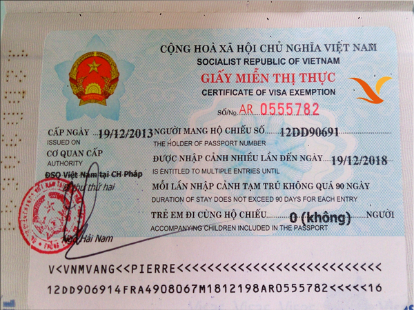 Thủ tục đề nghị cấp giấy miễn thị thực visa 5 năm